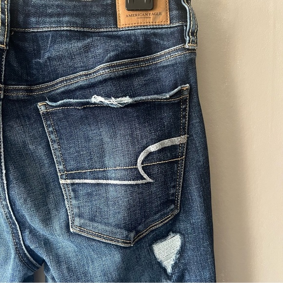 American Eagle Distressed Patched Hi Rise Jeggings Size 6 Short - Picture 7 of 9